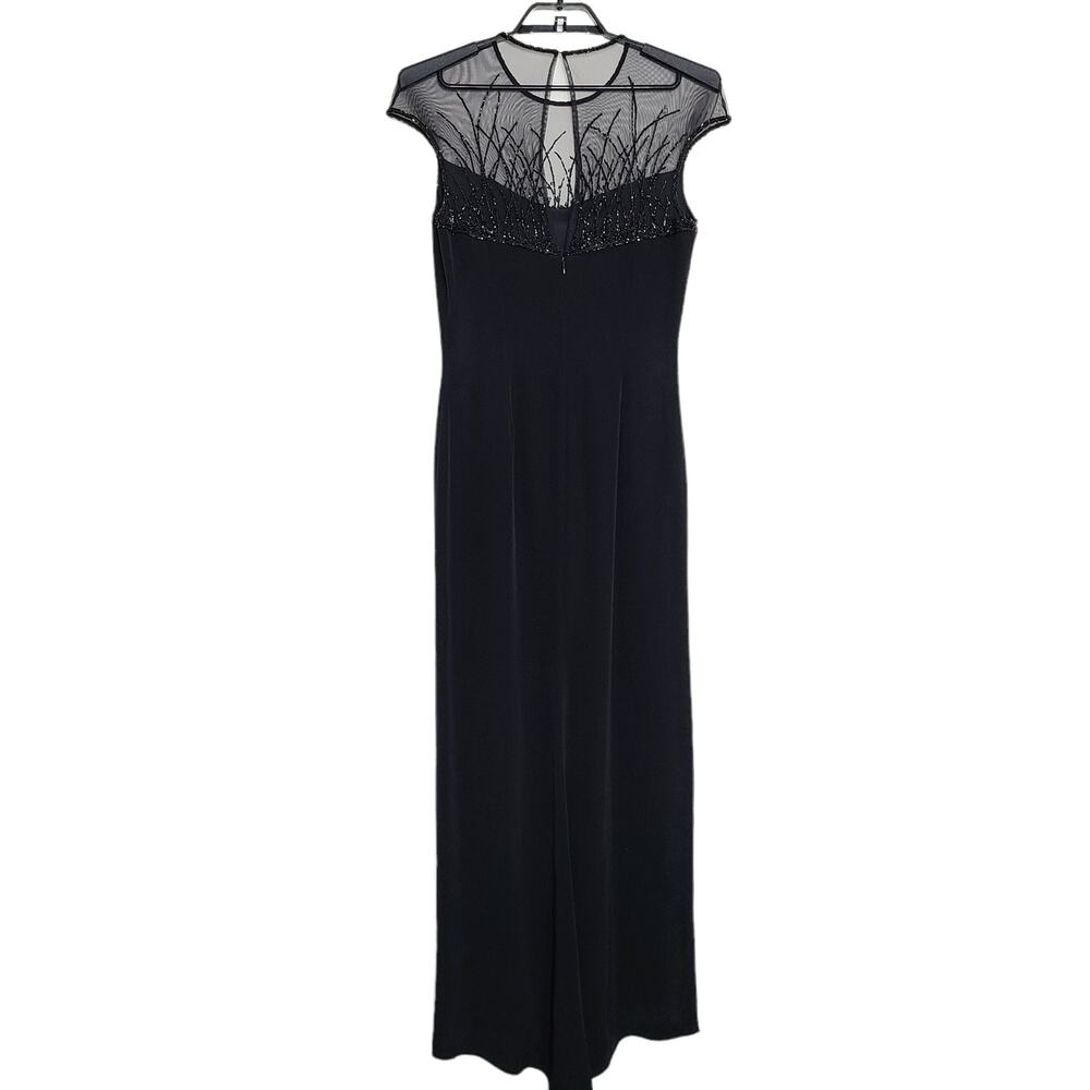 Vintage Bob Mackie Boutique Dress Gown 80s 90s Black 8 Beaded Sheath